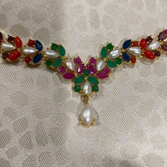 Multi-colored necklace and earrings set !!trade!! - Picture 4 of 4